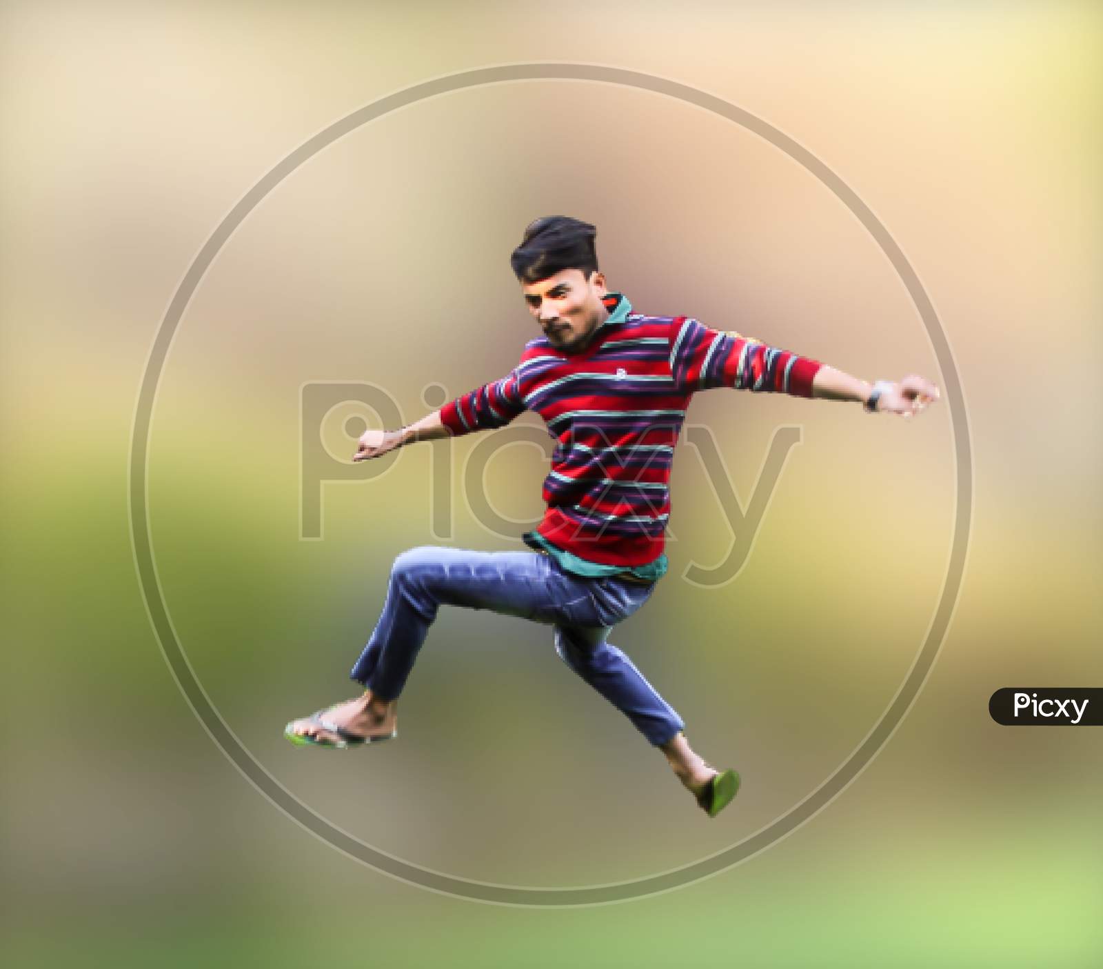 A picture of model in jumping move