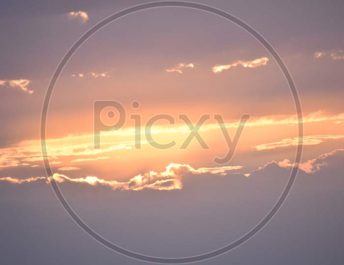 Dramatic Sunrise In A Abstract Nature Background.World Environment Day Concept.A View From Abu Dhabi On April 2020.