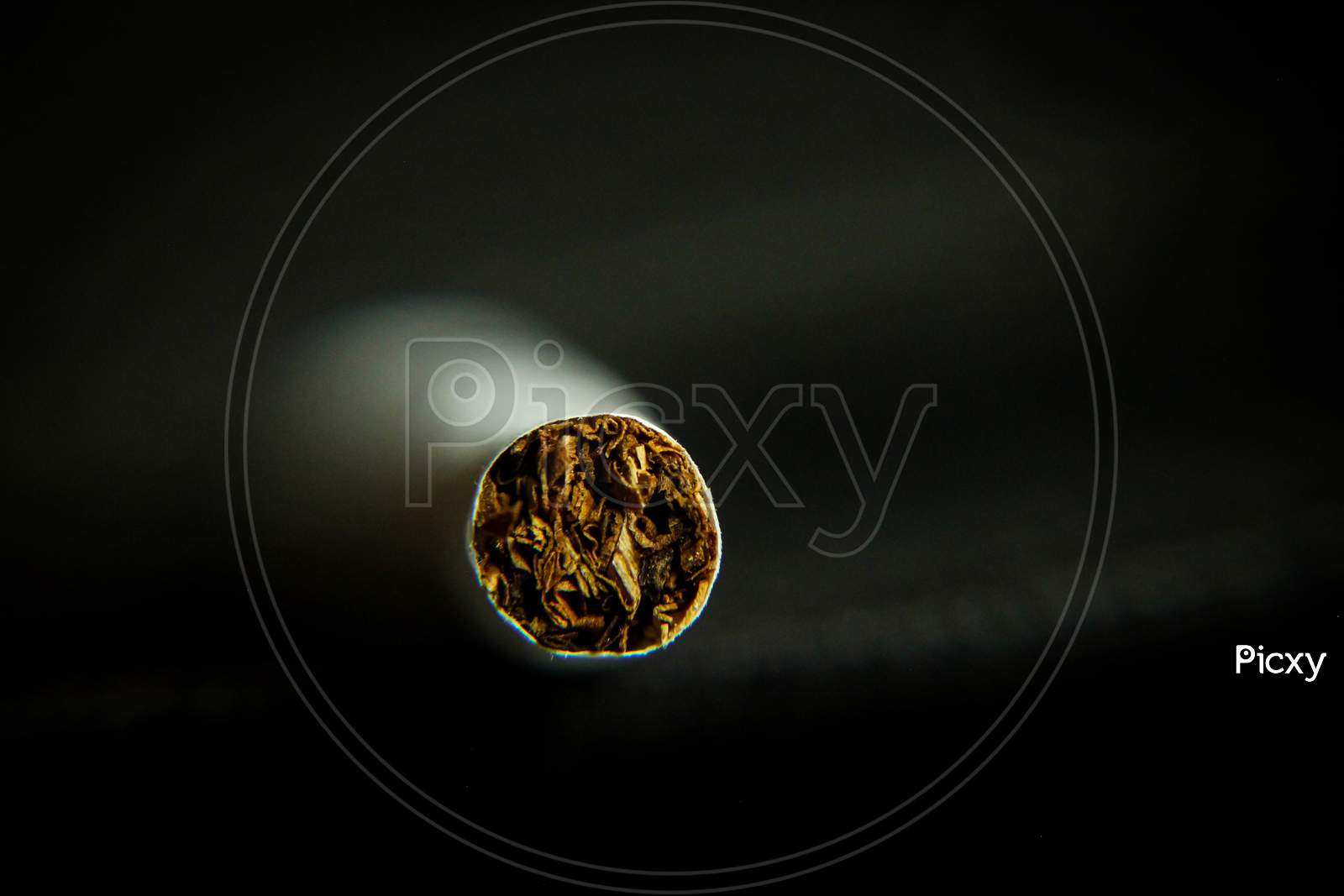 Macro photography of cigarette, Focus point on tobacco inside the cigarette. Tobacco is injurious to health , Cigarette causes cancer