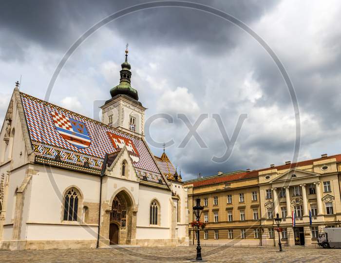 St. Mark'S Church And Croatian Parliament In Zagreb