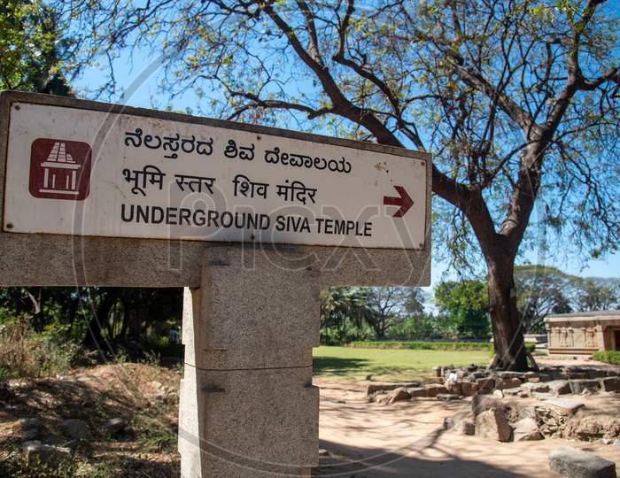 Underground Siva Temple Direction Board in Hampi