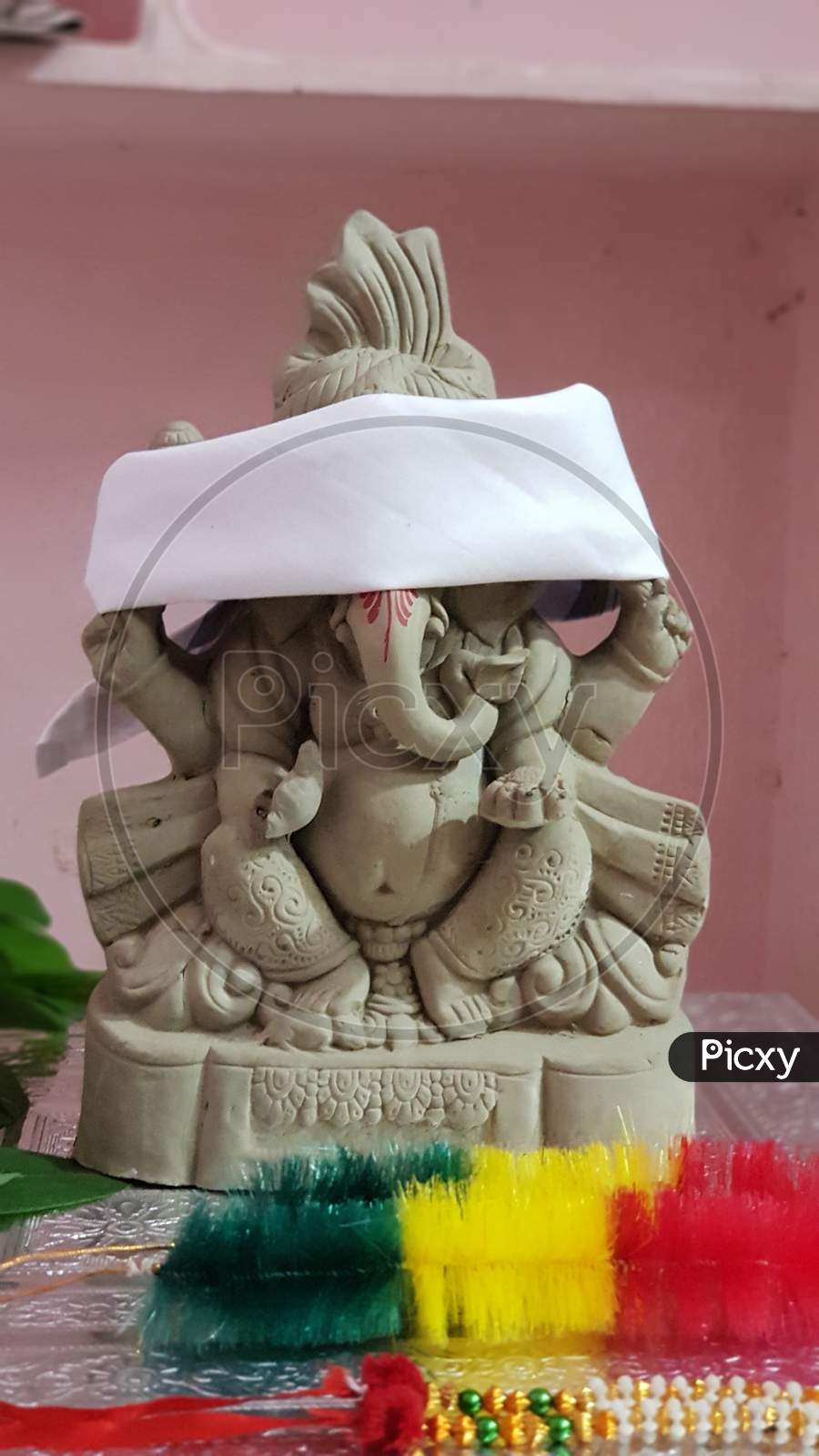 Eco Friendly Ganesha Idol for Ganapati Pooja. Vinayaka Chaviti - Image