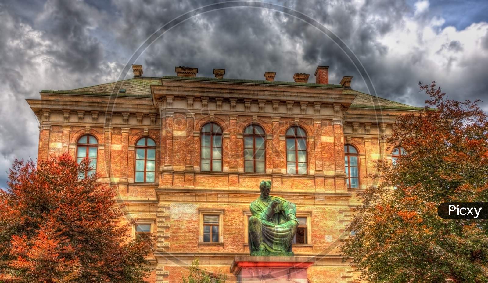 Statue Of Josip Juraj Strossmayer In Front Of Croatian Academy O