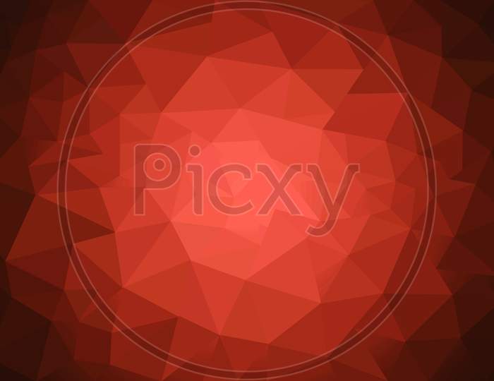 Red Low Poly Crystal Background With Gradient , Geometrical Background ,Polygon Design Pattern. Low Poly Illustration, Low Polygon Background Can Be Used As Web Graphics.