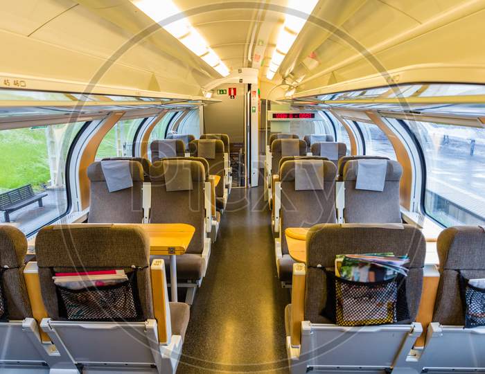Interior Of Sweden Suburban Train, Upper Deck