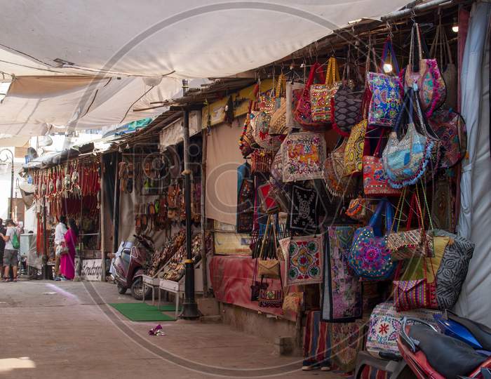 Ladies Bag Selling On The Street Of Rajasthan