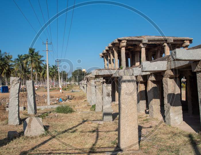 Ancient Pillars of Hindu Temples in Hampi