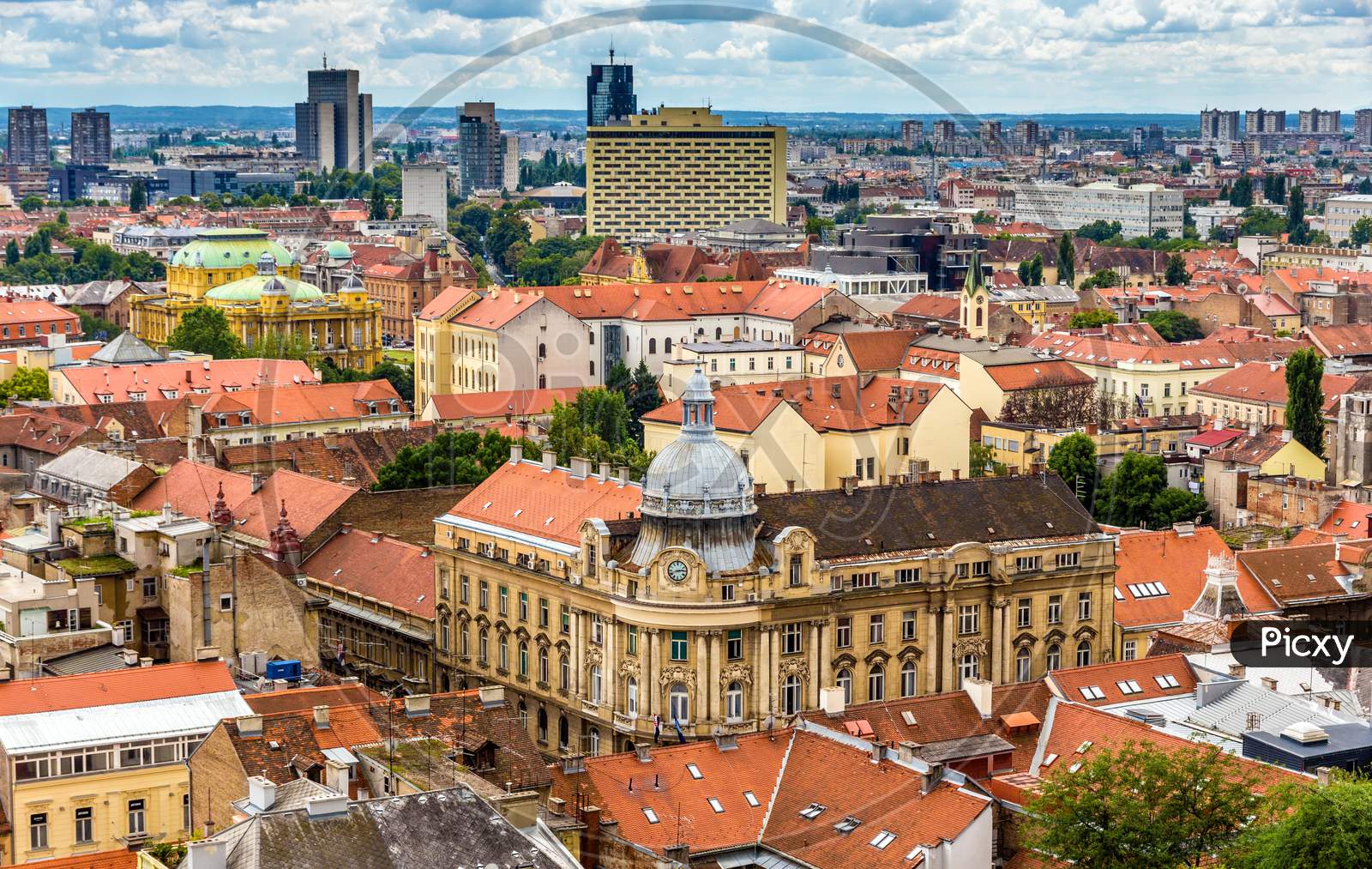 Aerial View Of Zagreb City Center In Croatia