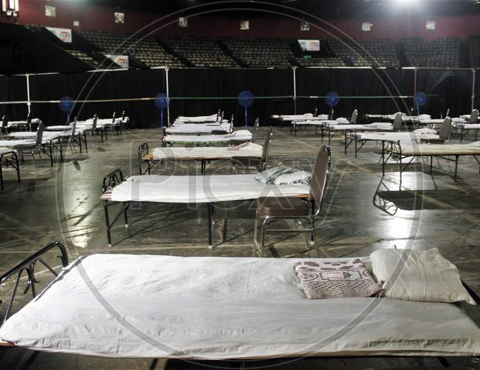 Bombay Municipal Corporation(BMC) workers have prepared an isolation center at the National Sports Club of India (NSCI) dome, during a nationwide lockdown to slow the spreading of coronavirus disease (COVID-19), in Mumbai, India on April 9, 2020.