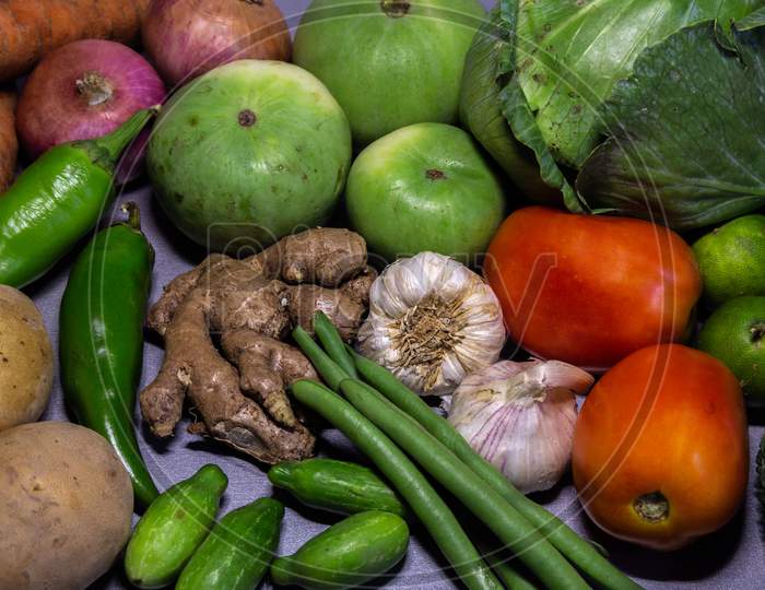 Different varieties of vegetables from Indian market