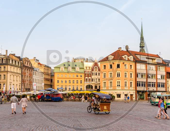 Riga, Latvia - July 28: View Of Dome Square In Riga On July 28,