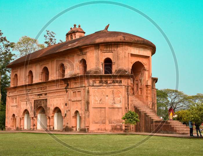 Rang Ghar "House of Entertainment" is a two-storeyed building which served as the royal sports-pavilion where kings and nobles were spectators at games and fights.