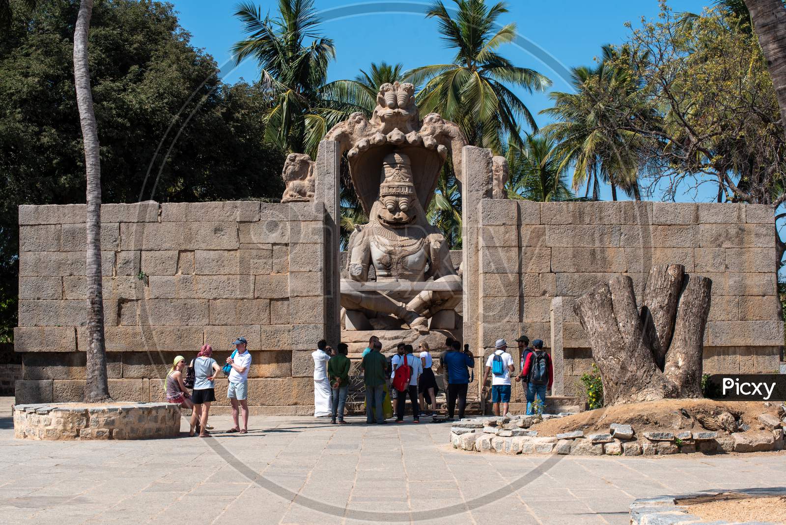 Visitors at Narasimha Swamy Temple in Hampi