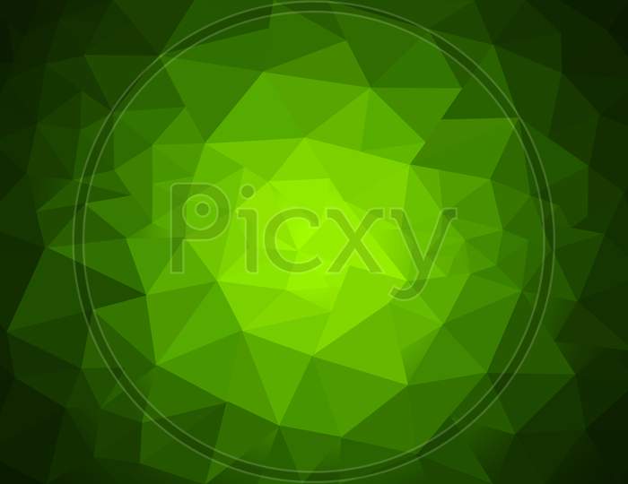 Green Low Poly Crystal Background With Gradient , Geometrical Background ,Polygon Design Pattern. Low Poly Illustration, Low Polygon Background Can Be Used As Web Graphics.