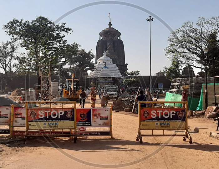 Saundariyakaran or Construction works going on at Lingaraj Temple premises