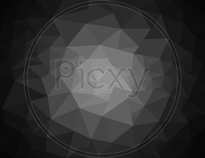Black And Grey Low Poly Crystal Background With Gradient , Geometrical Background ,Polygon Design Pattern. Low Poly Illustration, Low Polygon Background Can Be Used As Web Graphics.