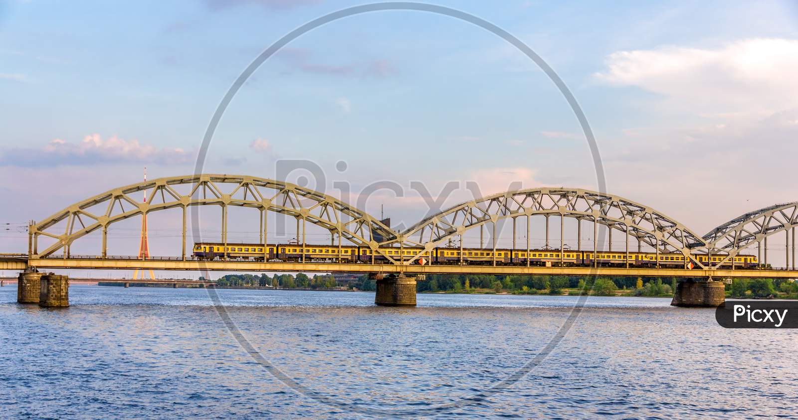 Train On A Bridge In Riga, Latvia