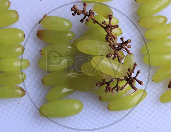 Fresh Ripe Green Grapes isolated on white background