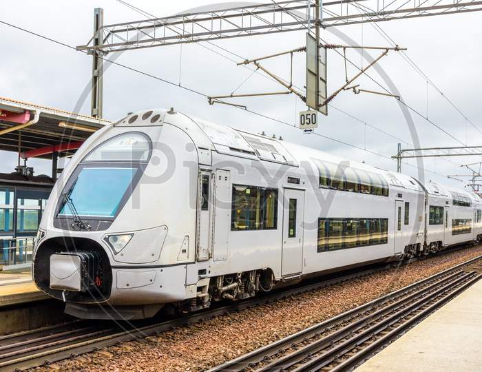 Modern Double-Decker Train In Sodertalje Syd Station - Sweden