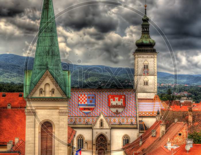 View Of St. Mark'S Church In Zagreb, Croatia