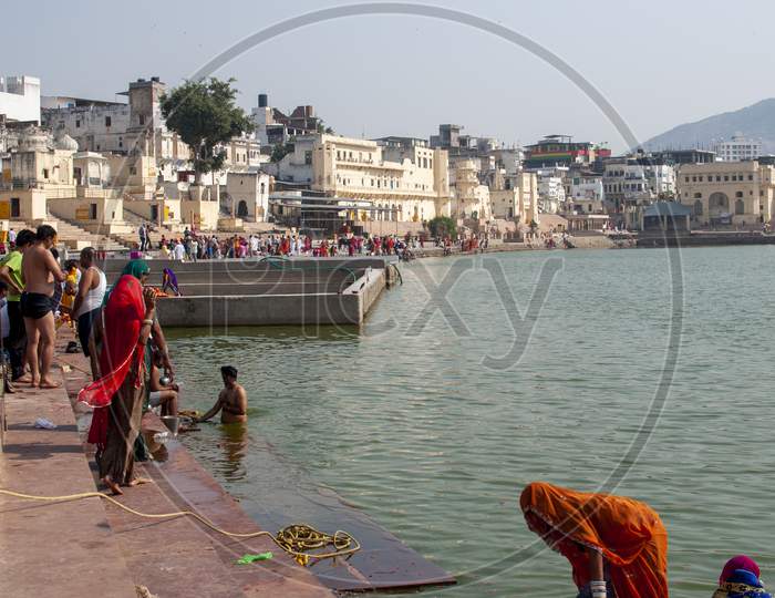 Pushkar Lake Or Pushkar Sarovar Is A Sacred Lake Of The Hindus Is Located In The Town Of Pushkar In Ajmer District Of The Rajasthan State Of Western India