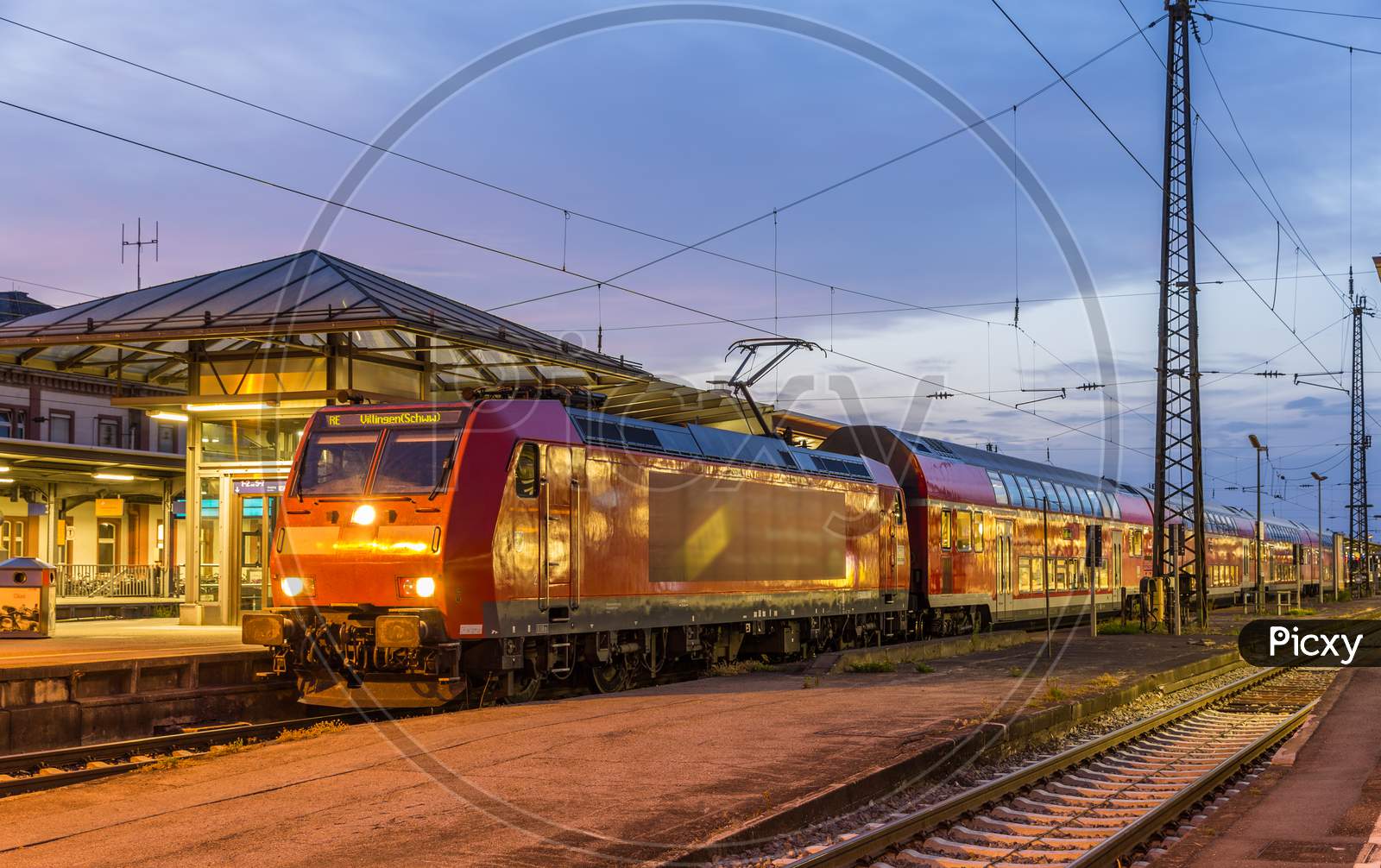 Suburban Electric Train At Offenburg Railway Station. Germany -
