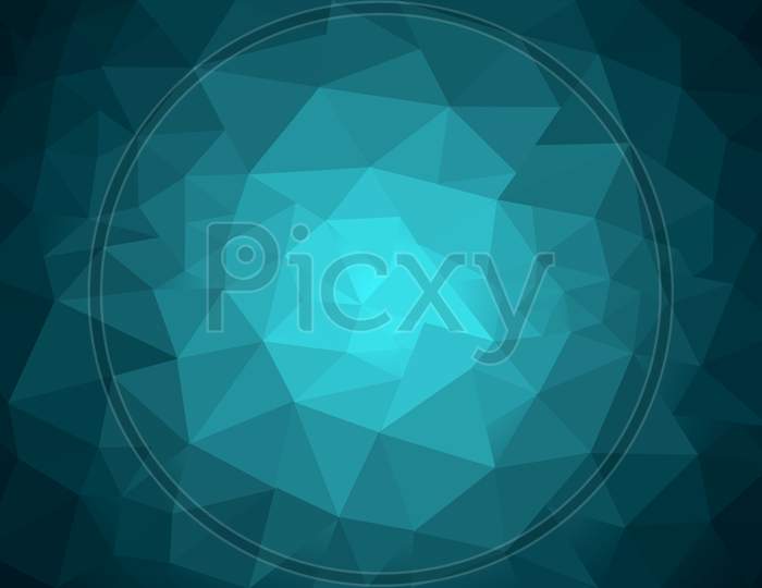 Blue Low Poly Crystal Background With Gradient , Geometrical Background ,Polygon Design Pattern. Low Poly Illustration, Low Polygon Background Can Be Used As Web Graphics.