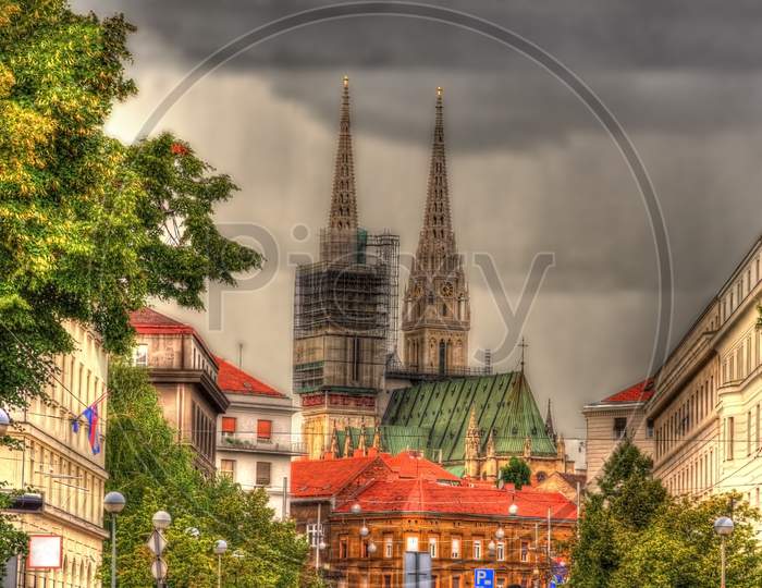 View Of Zagreb Cathedral In Croatia