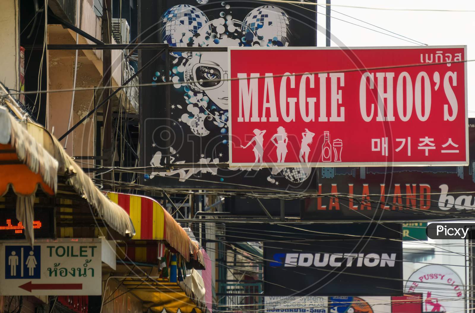 Pattaya,Thailand - April 11,2019:Soi 6 This Is The Sign Of Maggie Choo'S A New Bar,Which Seems To Be Mainly For Guests From China.