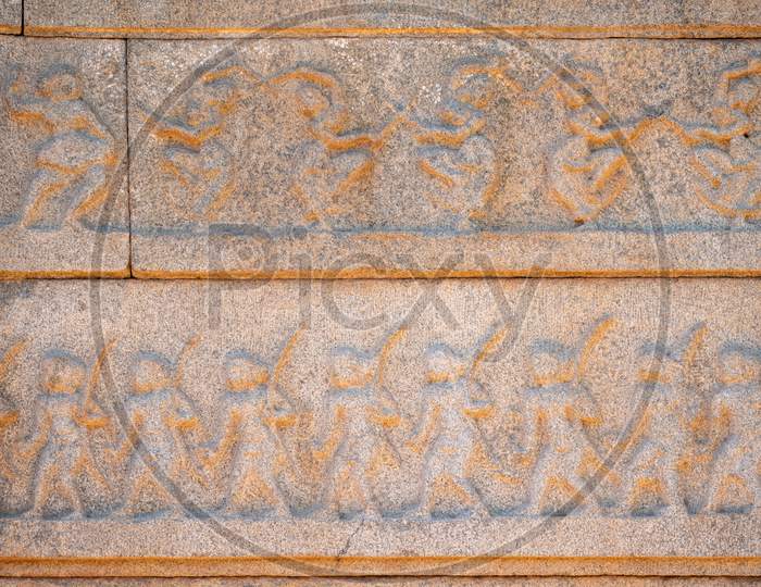 Stone Carvings At an Ancient Hindu Temple In Hampi