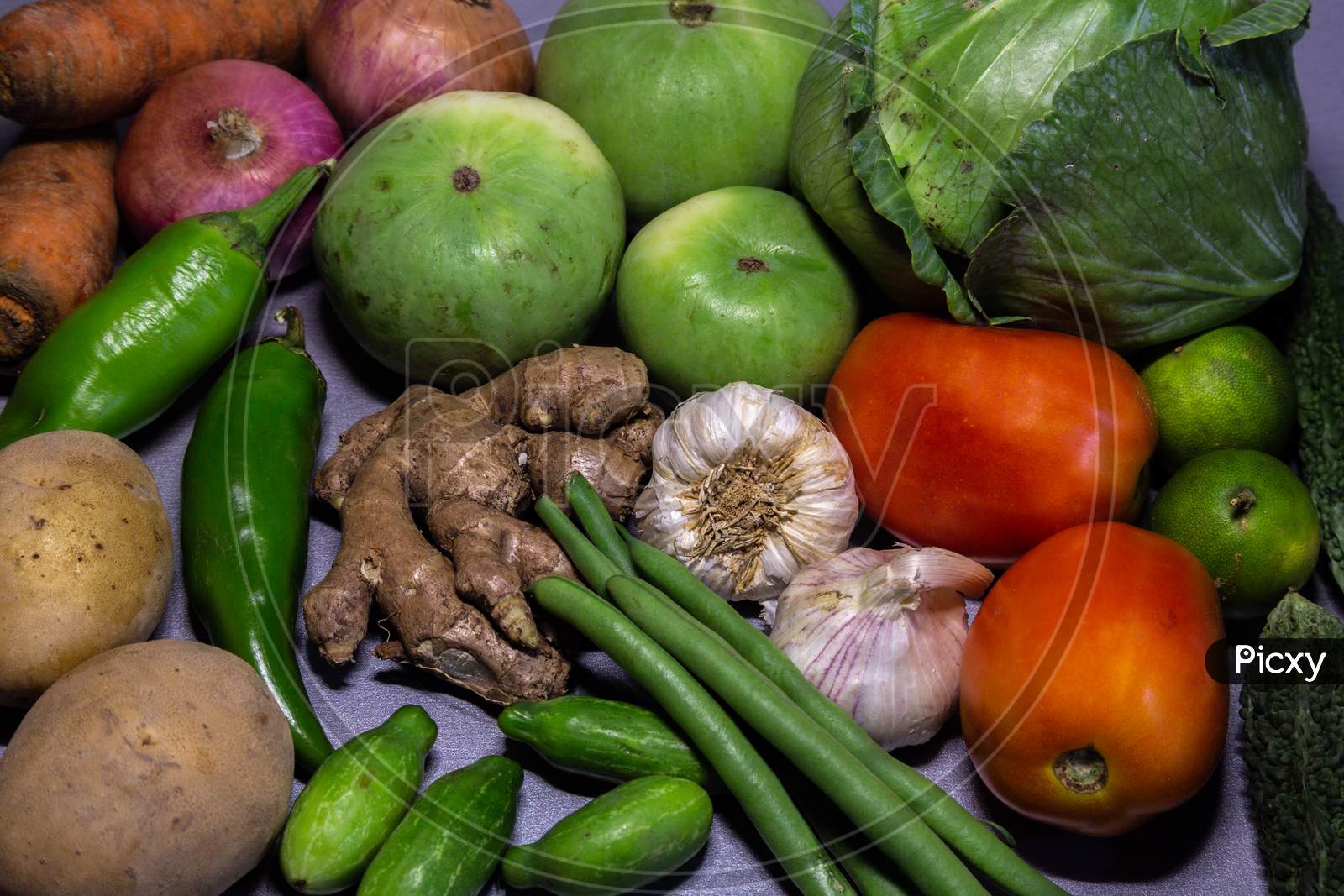 Different varieties of vegetables from Indian market