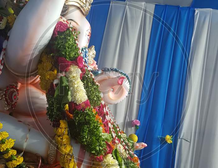 Eco Friendly Ganesha Idol for Ganapati Pooja. Vinayaka Chaviti Image