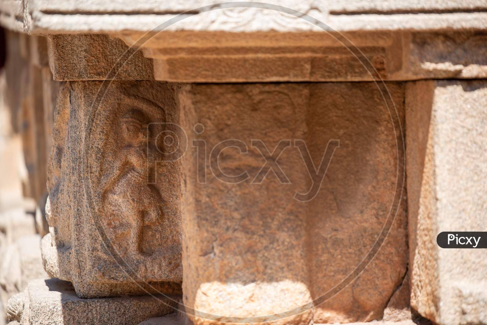 Historic Stone Carvings in a Hindu Temple in Hampi