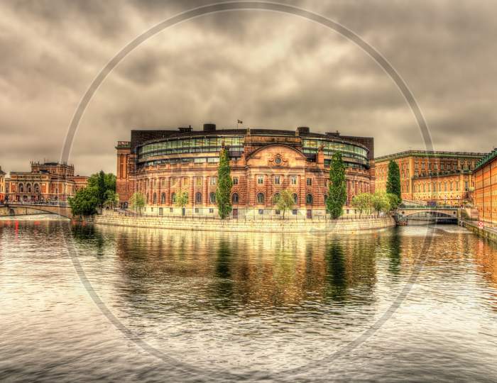 Swedish Parliament Building In Stockholm