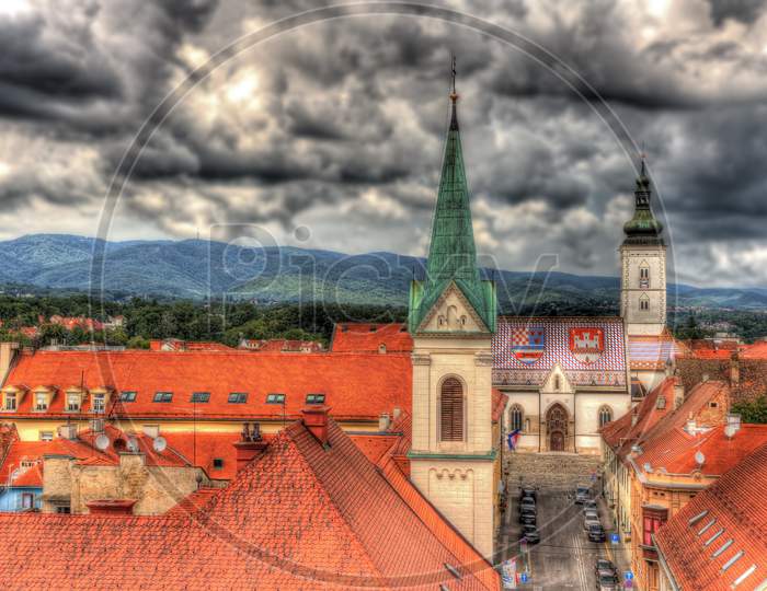 View Of St. Mark'S Church In Zagreb, Croatia