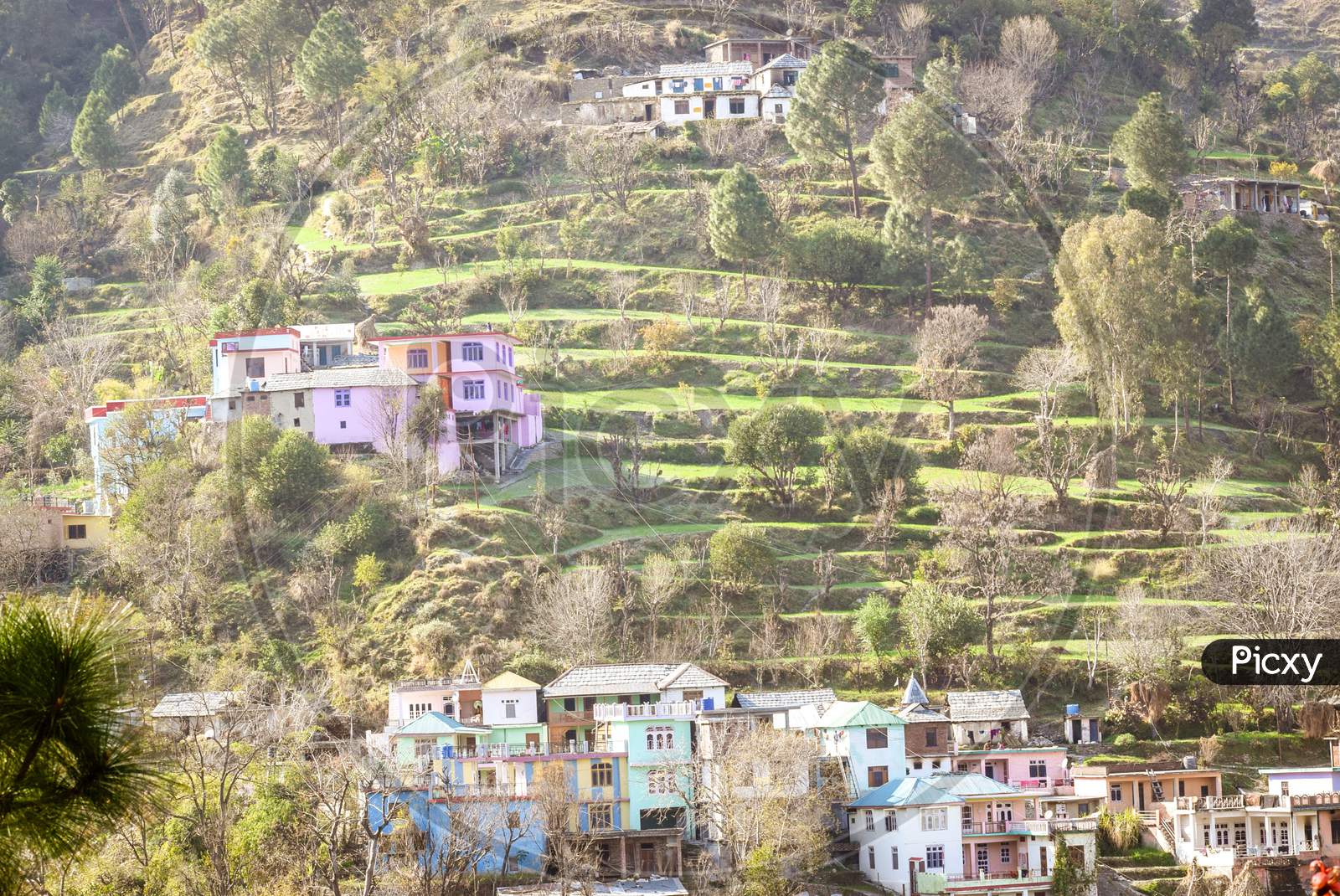 Houses on mountain in Indian village.