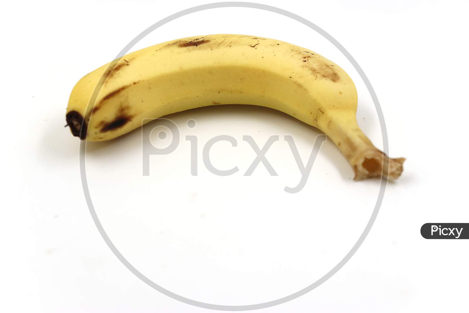 side view one banana isolate on white background