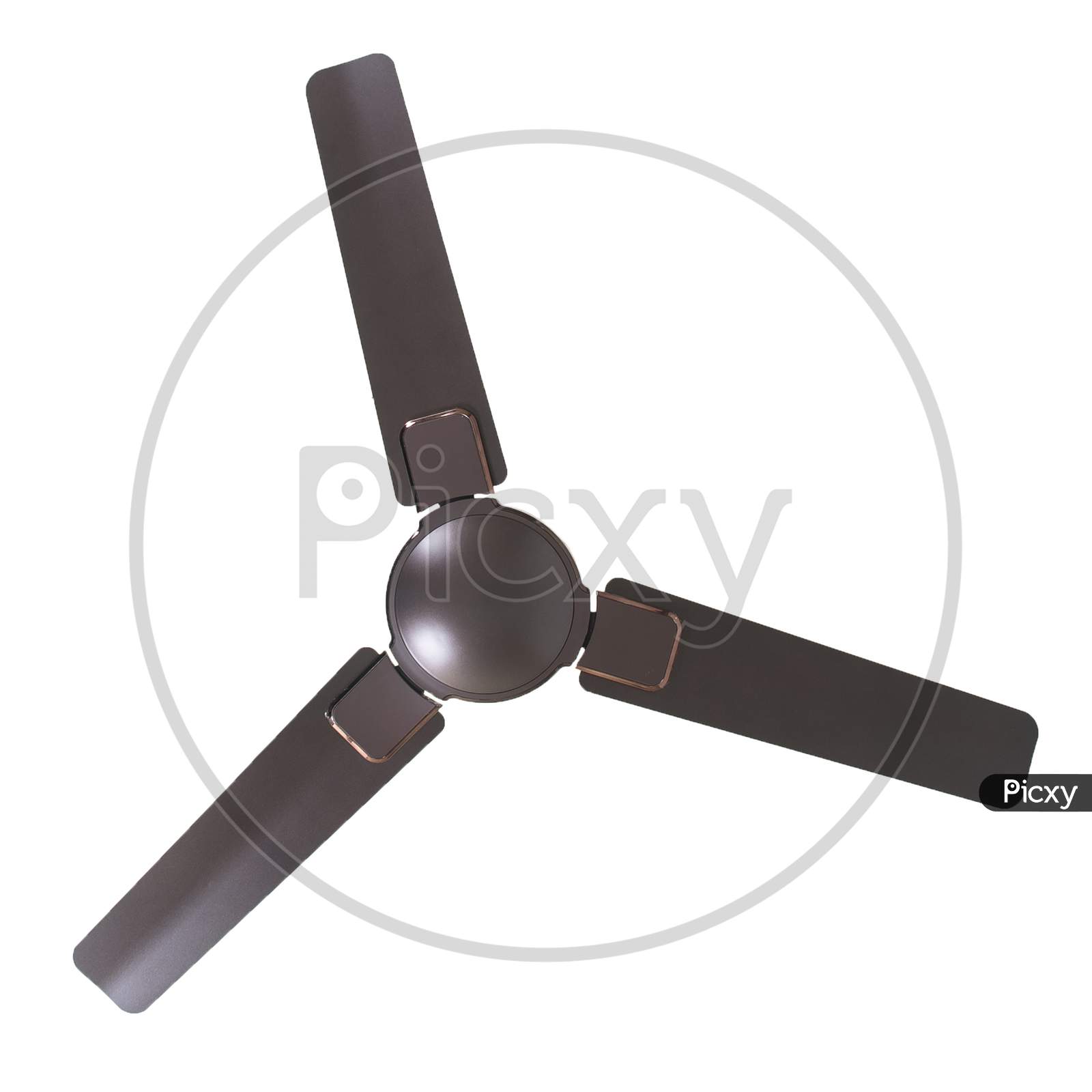 Electronic And Hardware Parts Of Ceiling Fan Over an Isolated White Background