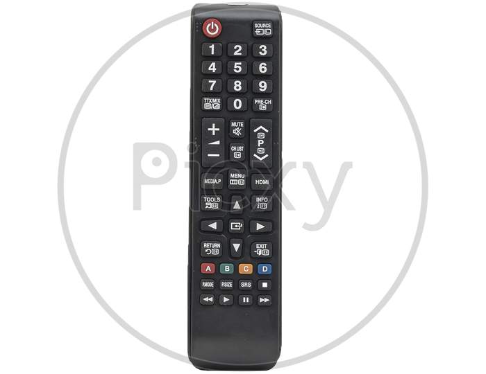 Remote of Smart TV Or Android TV  Over an Isolated White Background