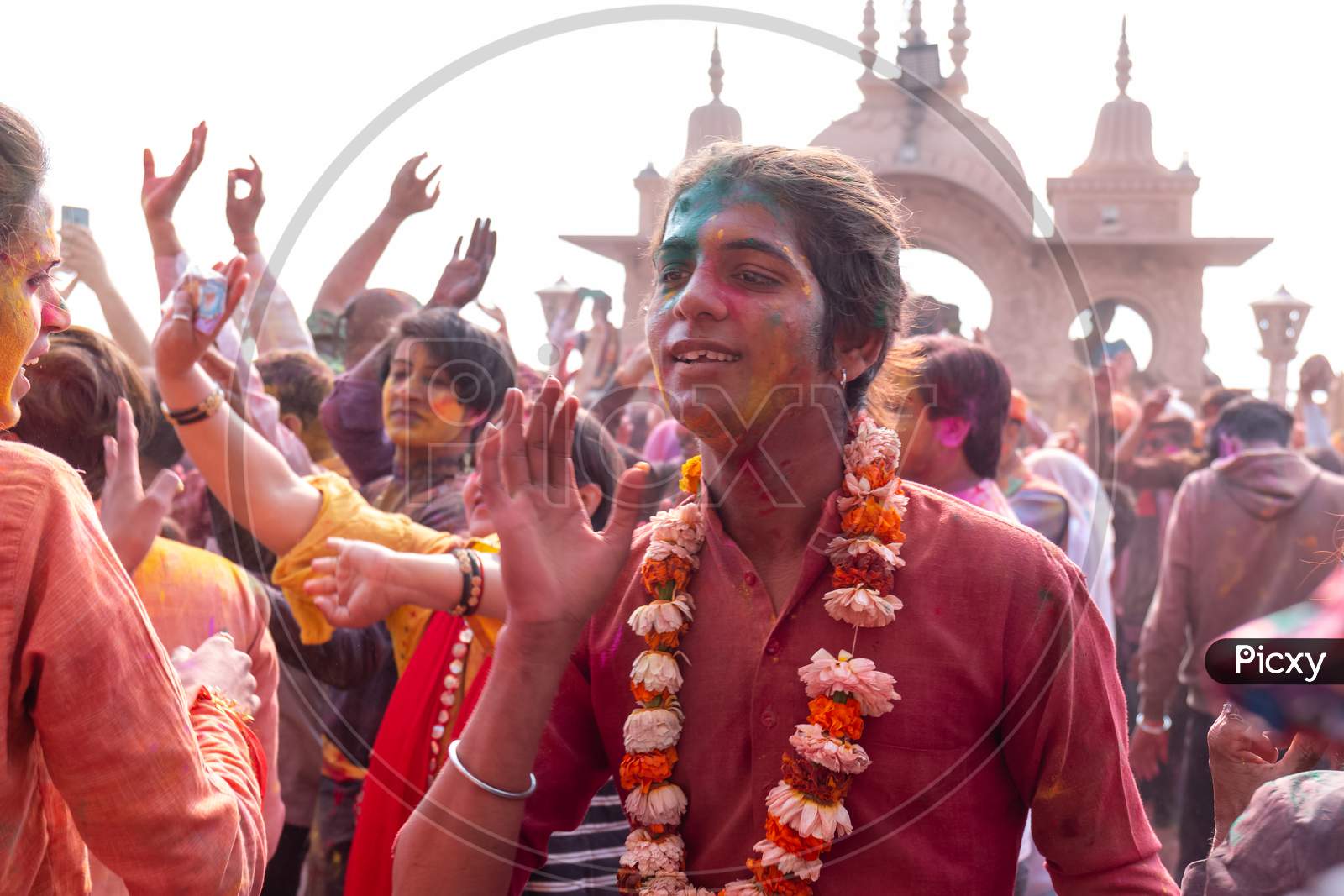 Colorful Holi festival at Barsana, India