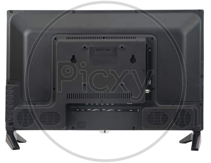 Side  View of Smart TV Or Android TV On an Isolated White Background