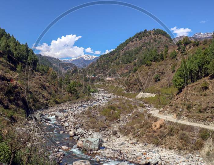 White Water Rapids In Bhagirathi River Originates From Gangotri In Indian Himalayas At Devprayag, Uttrakhand, India.