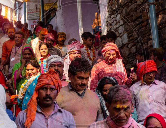 Colorful Holi festival at Barsana