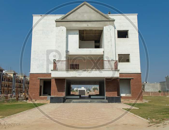 Front View Of New Built Of Building, Sonipat, Haryana, July 2019