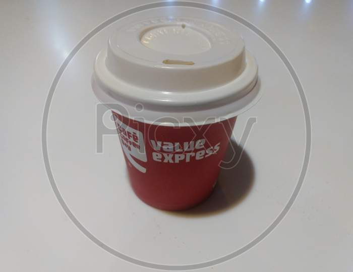 New Delhi, India - March 25, 2019 : Cafe Coffee Day Coffee With White Background