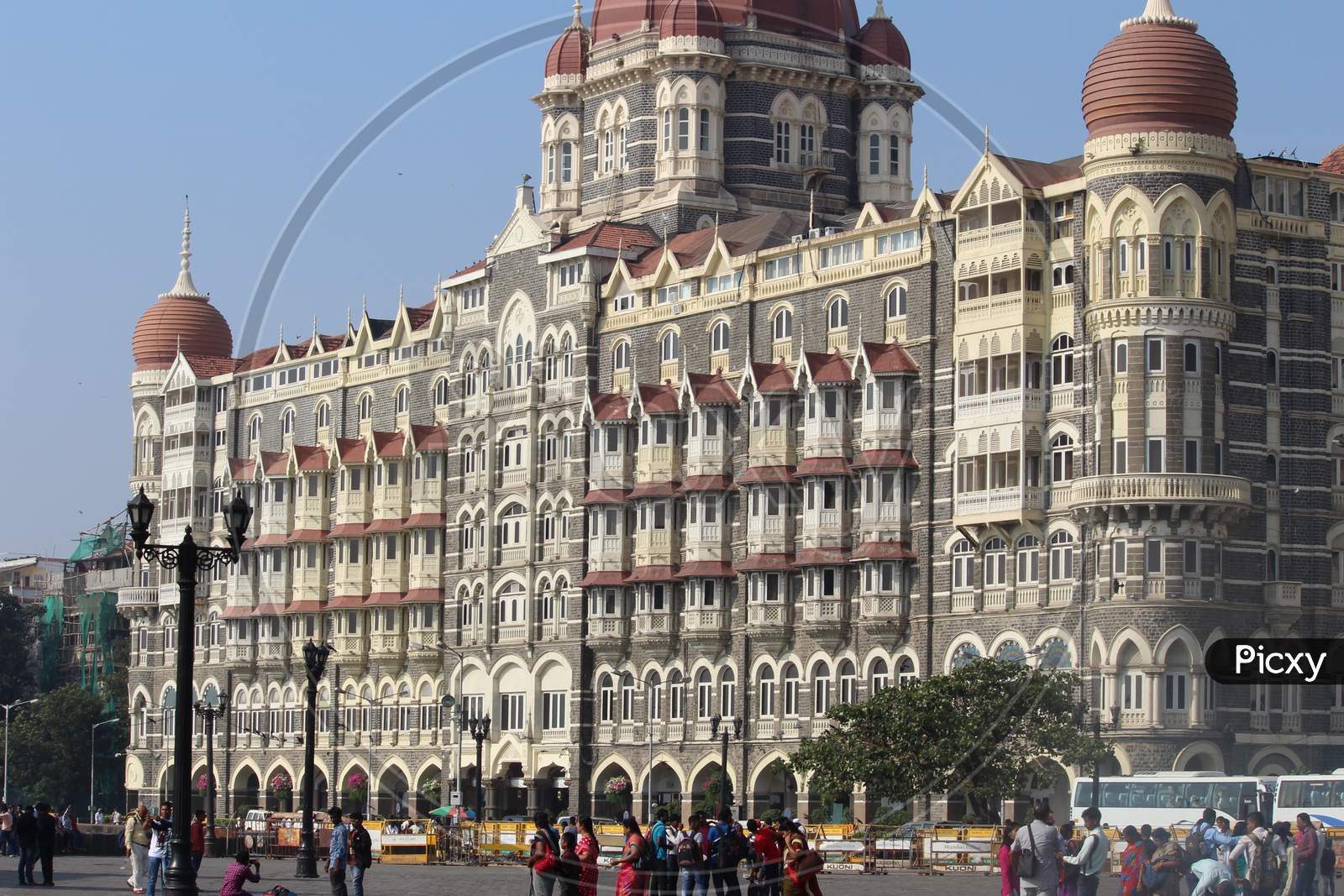 Mumbai, India - February 14, 2018: The Taj Mahal Hotel In The City Cente, The Gateway Of India