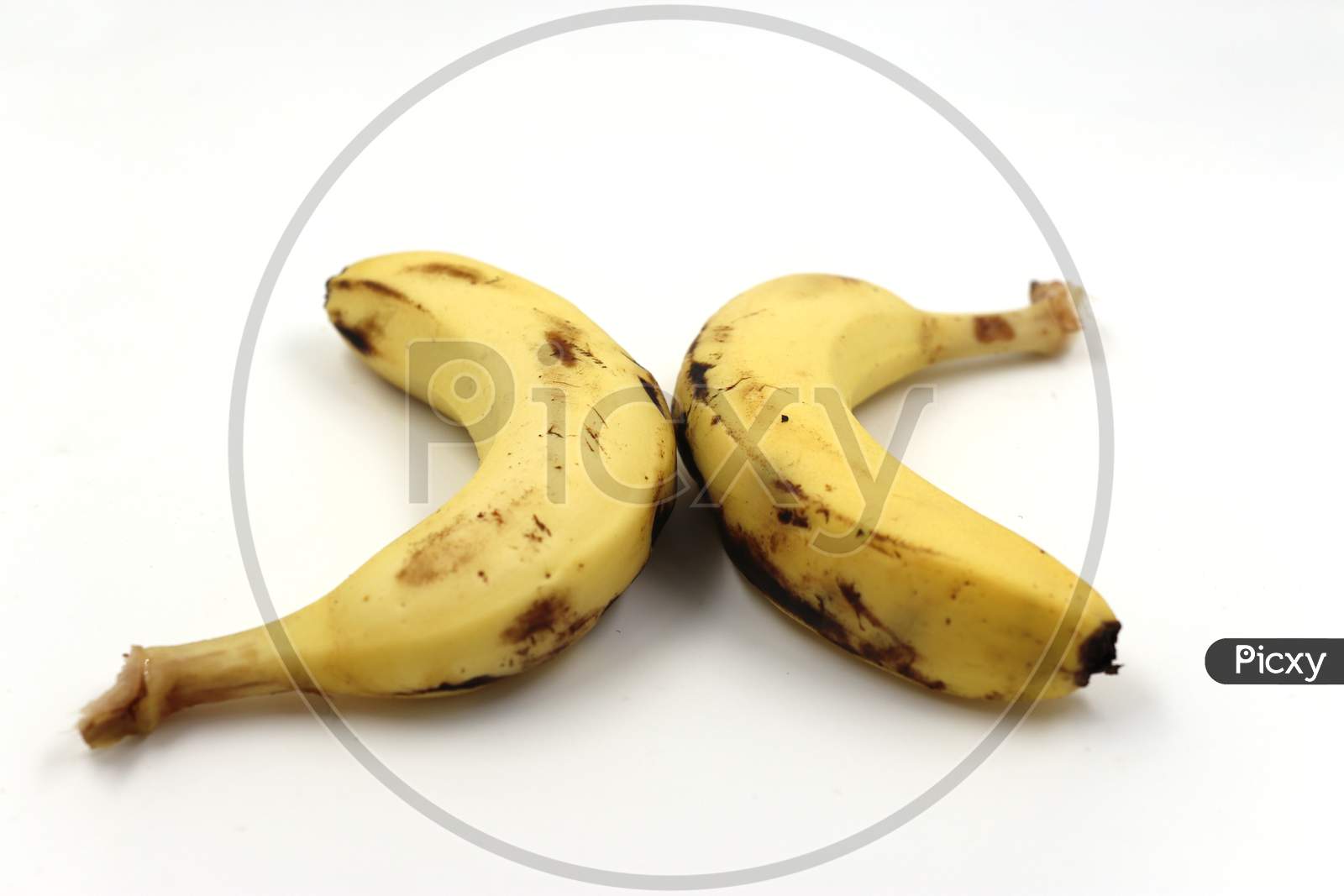 two banana on white background