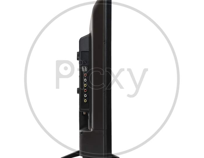 Side View Of an Smart TV Or Andriod TV  Over an Isolated White Background