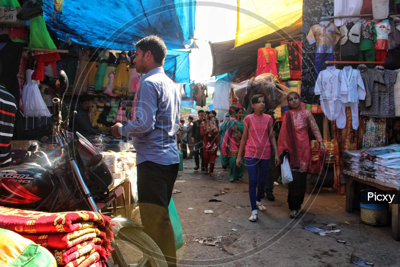 Old Delhi, India - 30 January 2018: Meena Bazaar - Market Near Jama Masjid, Old Delhi