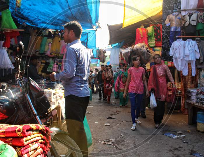 Old Delhi, India - 30 January 2018: Meena Bazaar - Market Near Jama Masjid, Old Delhi